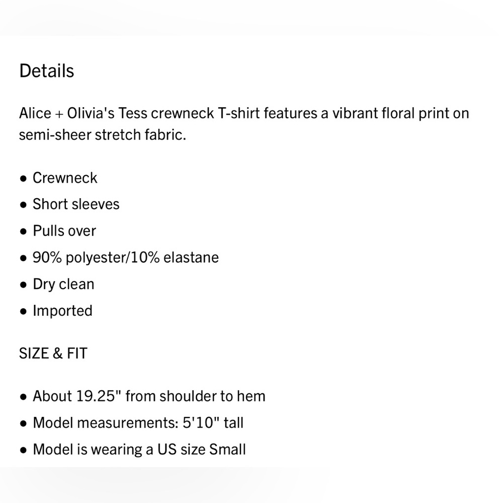 Alice + Olivia Tess Floral Semi-Sheer T-Shirt. Pants also available for sale. - Picture 7 of 9